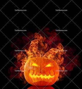 تصویر با کیفیت کدو هالووین آتش گرفته